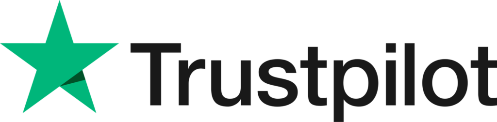 Trustpilot logo with a green star icon beside the black Trustpilot wordmark text